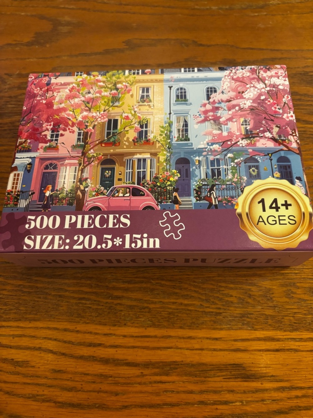 Beautiful Spring Street Illustrated Art Print - Pastel Pink & Blue